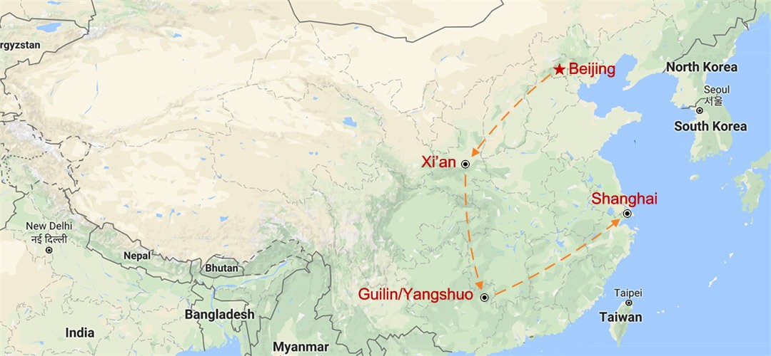 Die klassische Chinatour Map